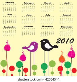 Vector Illustration of retro stylish design Calendar for 2010