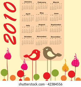 Vector Illustration of retro stylish design Calendar for 2010