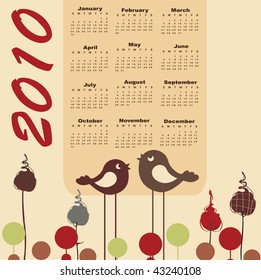 Vector Illustration of retro stylish design Calendar for 2010