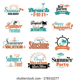 A vector illustration of retro summer badge designs