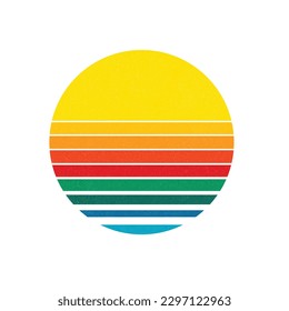 Vector Illustration Of Retro Sun In 80`s Style