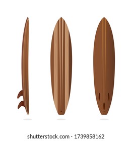 Vector illustration of retro surf board with side and back view