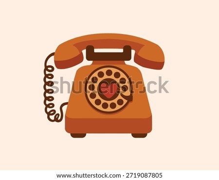 Vector illustration of a retro telephone. Vintage technology. Antique telephone.