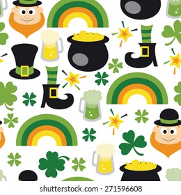 A vector illustration of a retro theme st patrick's day seamless pattern background. 