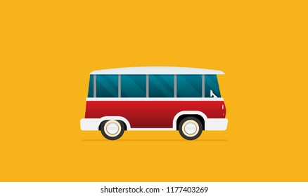 Vector illustration of a retro travel van flat style
