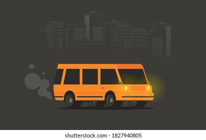 Vector illustration of a retro travel van flat style