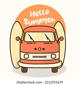 Vector illustration of a retro travel van. Perfect for t-shirt design, sticker, etc
