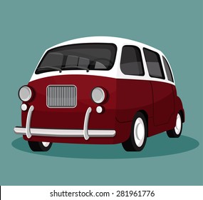 Vector Illustration Of A Retro Travel Van