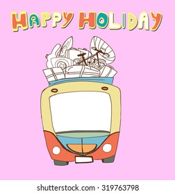 Vector illustration of a retro travel van