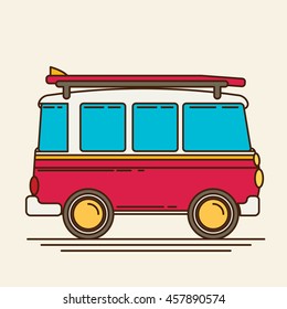 Vector illustration of a retro travel van flat style