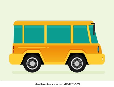 Vector illustration of a retro travel van flat style