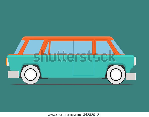 Vector illustration of\
a retro travel van