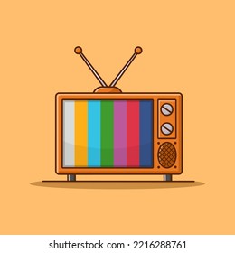 Ilustración Vectorial De La Televisión Retro Con Antena. Televisión de época. Vieja TV en blanco y negro. Estilo de icono plano.
