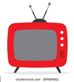 vector illustration of a retro tv with antenna flat icon