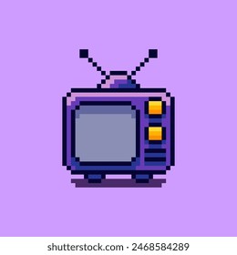 Vektorillustration von Retro-TV mit Pixel Art Design, perfekt für Spiele-Assets Themendesigns