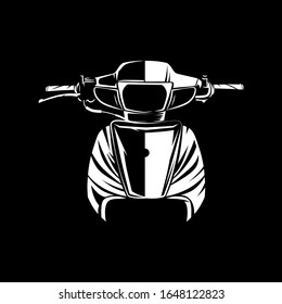 Vector illustration of Retro Underbone motorcycle silhouette on Black background. Can be used for printed on motorcycle club t-shirt, background, banner, posters, icon, web, etc.