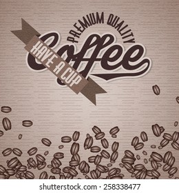 Vector illustration of a retro vintage coffee shop crumpled paper brochure