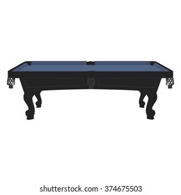Vector illustration retro, vintage pool table with blue cloth. Empty billiard table svg