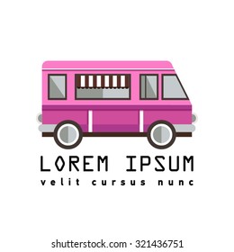 Vector illustration of a retro vintage van. Travel machine. Bus. Hippie transport. Journey car