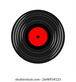 Vector illustration of a retro vinyl record with bold, dynamic groove lines. Ideal for music, retro design, DJ posters, and vintage-themed projects.