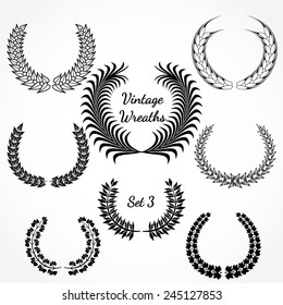Vector Illustration of Retro Wreath for Design, Website, Background Banner. Vintage Element Template for Logo or Label or Emblem. Black and White