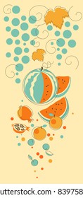 Vector illustration in retro-style – Composition of summer fruits