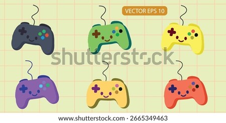 Vector illustration of a retro-style game joystick with buttons and cable, perfect for vintage gaming, arcade, and nostalgic design.