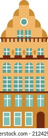 Vector Illustration retro-styled house in Flat Style. Colorful old city house in european style.