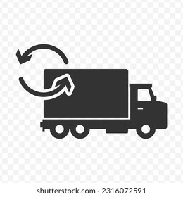 Vector illustration of return cargo icon in dark color and transparent background(PNG).