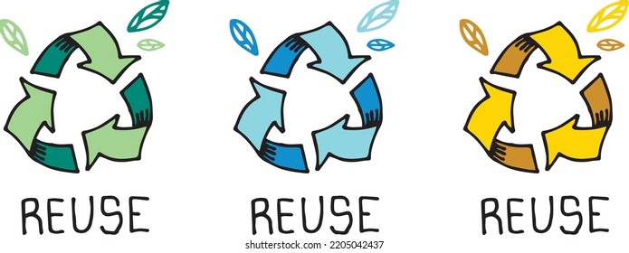 Vector illustration reuse set colorful