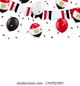 Vektorgrafik der Revolution Tag Ägypten. Garland mit der Flagge und Ballons.
