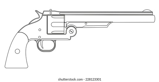 vector illustration of a revolver isolated on white background