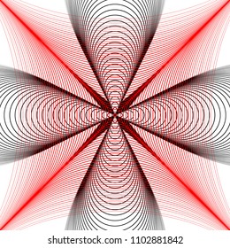 Vector illustration of revolving red and grey geometric shapes on white background