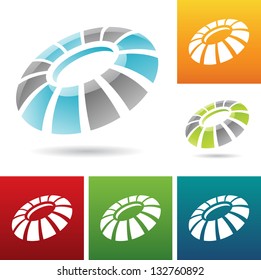vector illustration of revolving round abstract icons