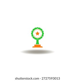 Vektorgrafik des Belohnungsbechersterns. Symbol der Verdienste. Ikone der Leistung, Preis, Auszeichnung, besondere Dankbarkeit, Ehrenzeichen, Abzeichen, erkennen.