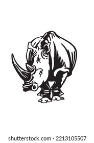 Vector illustration of rhino isolated on white background, graphics 