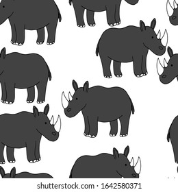 vector illustration of a rhino pattern, baby textile on a white background