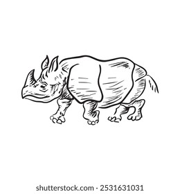 Vector illustration rhinoceros graphic design,art tattoo sketch,hand drawing,use in print