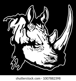 Vector illustration of a rhinoceros head