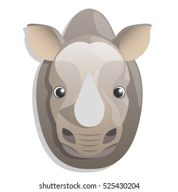 Vector illustration with rhinoceros head in cartoon style.