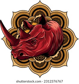 Vektorgrafik von Rhinozeros Kopf mit dekorativen Elementen.