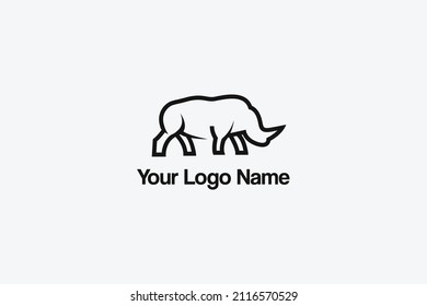 vector illustration of rhinoceros logo icon. out line style logo. black and white.