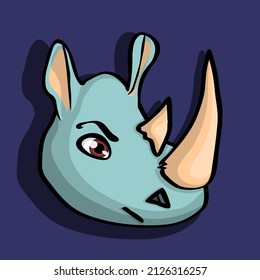 Vector illustration of a rhinoceros. Rhino in cartoon style. Rhinoceros on a minimalistic background.