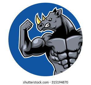 vector illustration of rhinoceros show his big arms