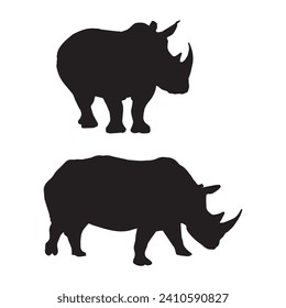 Vector Illustration of a Rhinoceros Silhouette