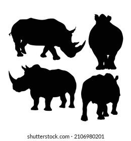 Vector illustration of Rhinoceros Silhouettes.