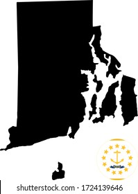 vector illustration of Rhode Island map with flag