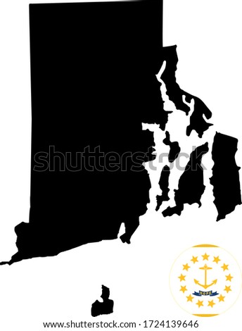 vector illustration of Rhode Island map with flag