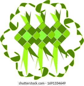 vector illustration rhombus (ketupat), for use in commercial food display campaign tool, with stylish retro design, food traditions of Indonesia and southeast asia, icon ramadhan