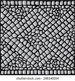 Vector illustration of rhombus square tile. Pattern, background, tiling, seamless. Shades of grey.